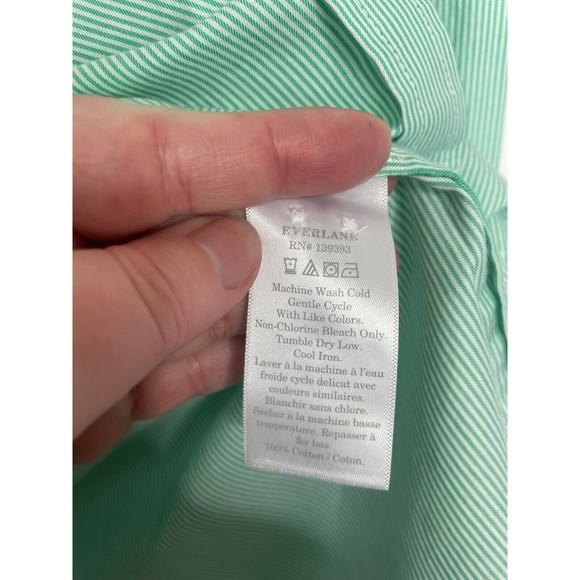 Everlane Size 4 Button Down Pinstripe Shirt Mint Green Oversized Cotton NWT - Picture 8 of 10